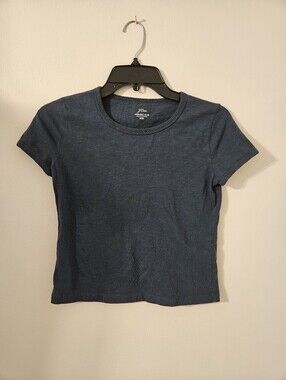J Crew Cropped Blue Slub Tee Organic Cotton Size XXS